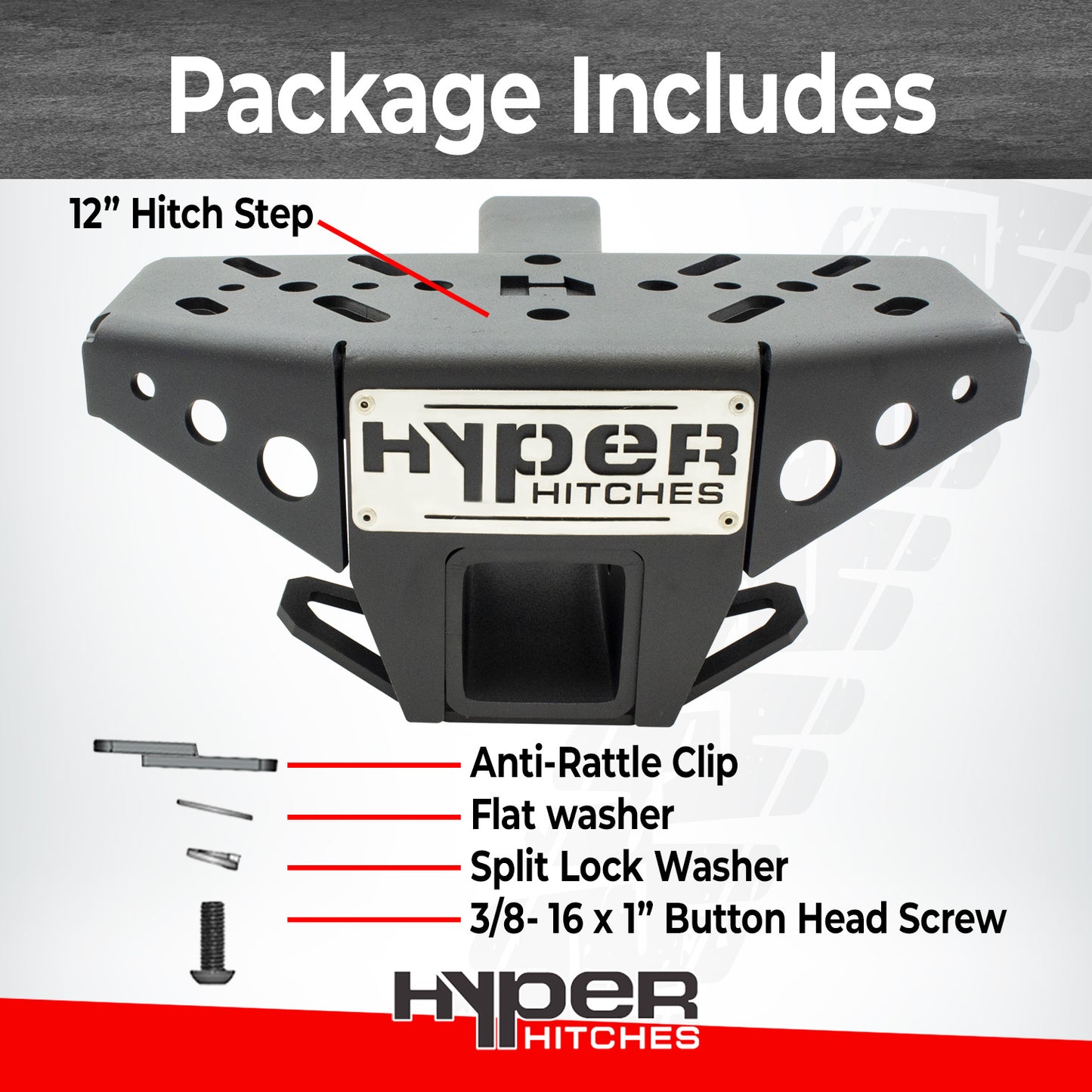 Hitch Step with Integrated Receiver Drop for 2" Hitch/ 12" Step