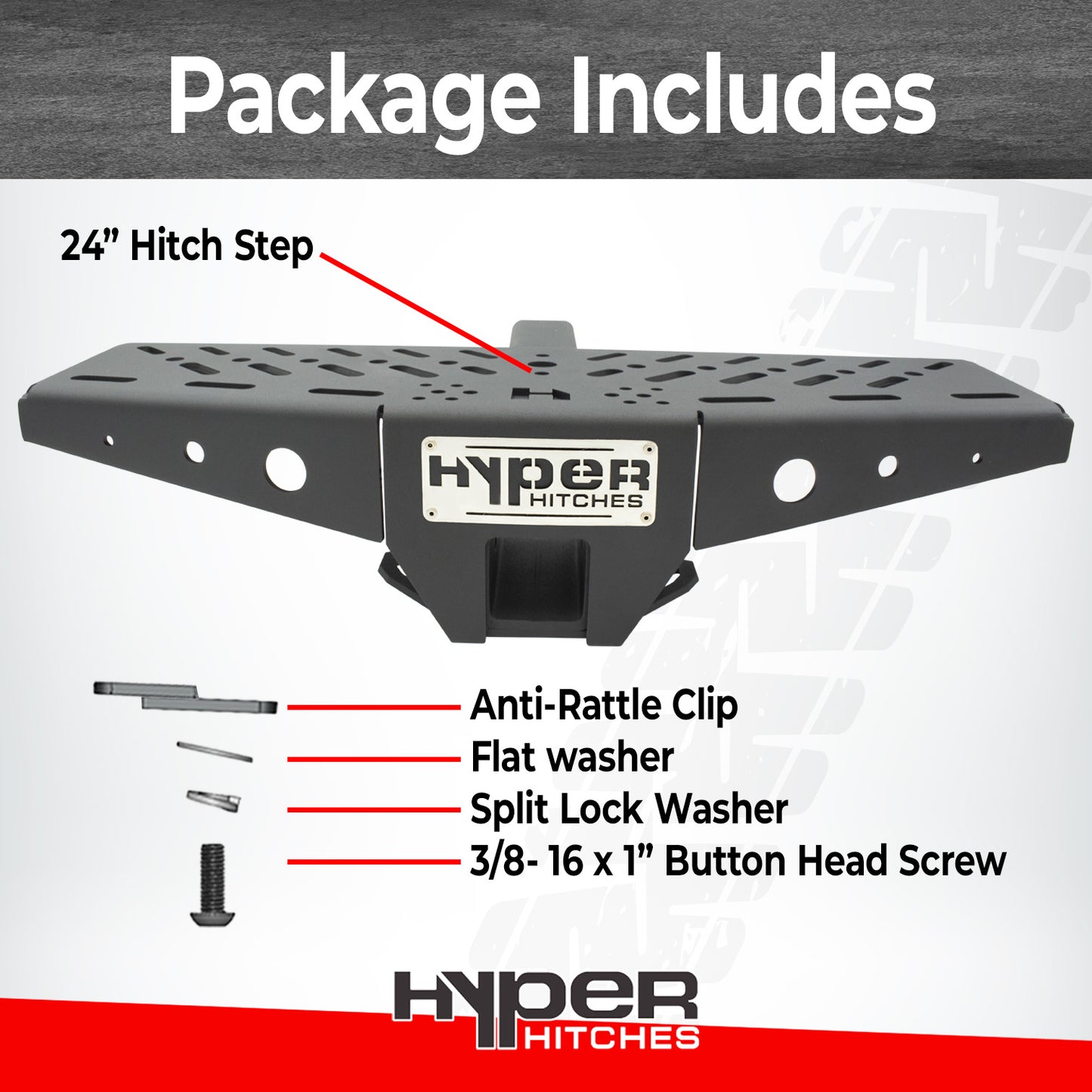 Hitch Step with Integrated Receiver Drop for 2" Hitch/ 24" Step