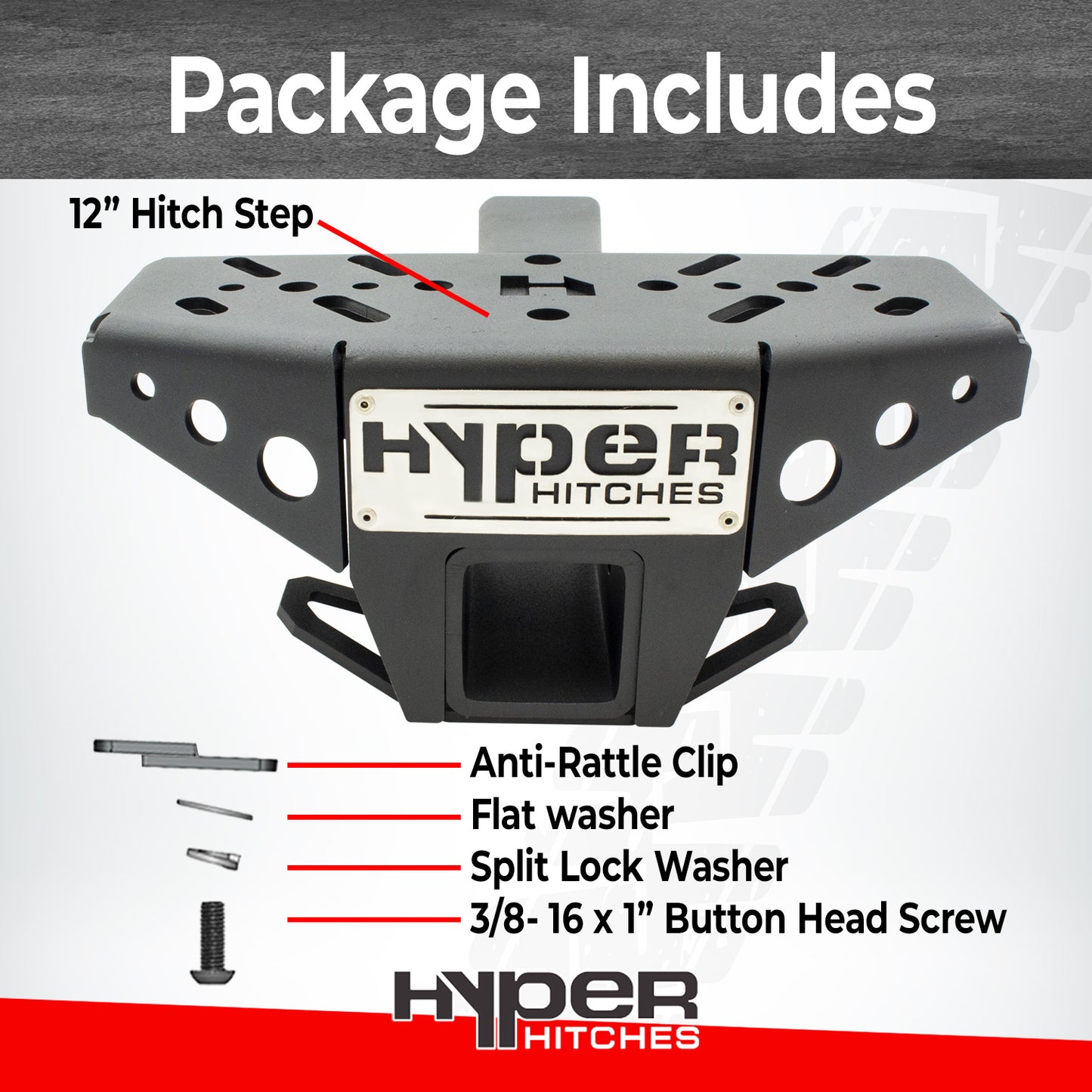 Hitch Step with Integrated Receiver Drop for 2" Hitch/ 12" Step