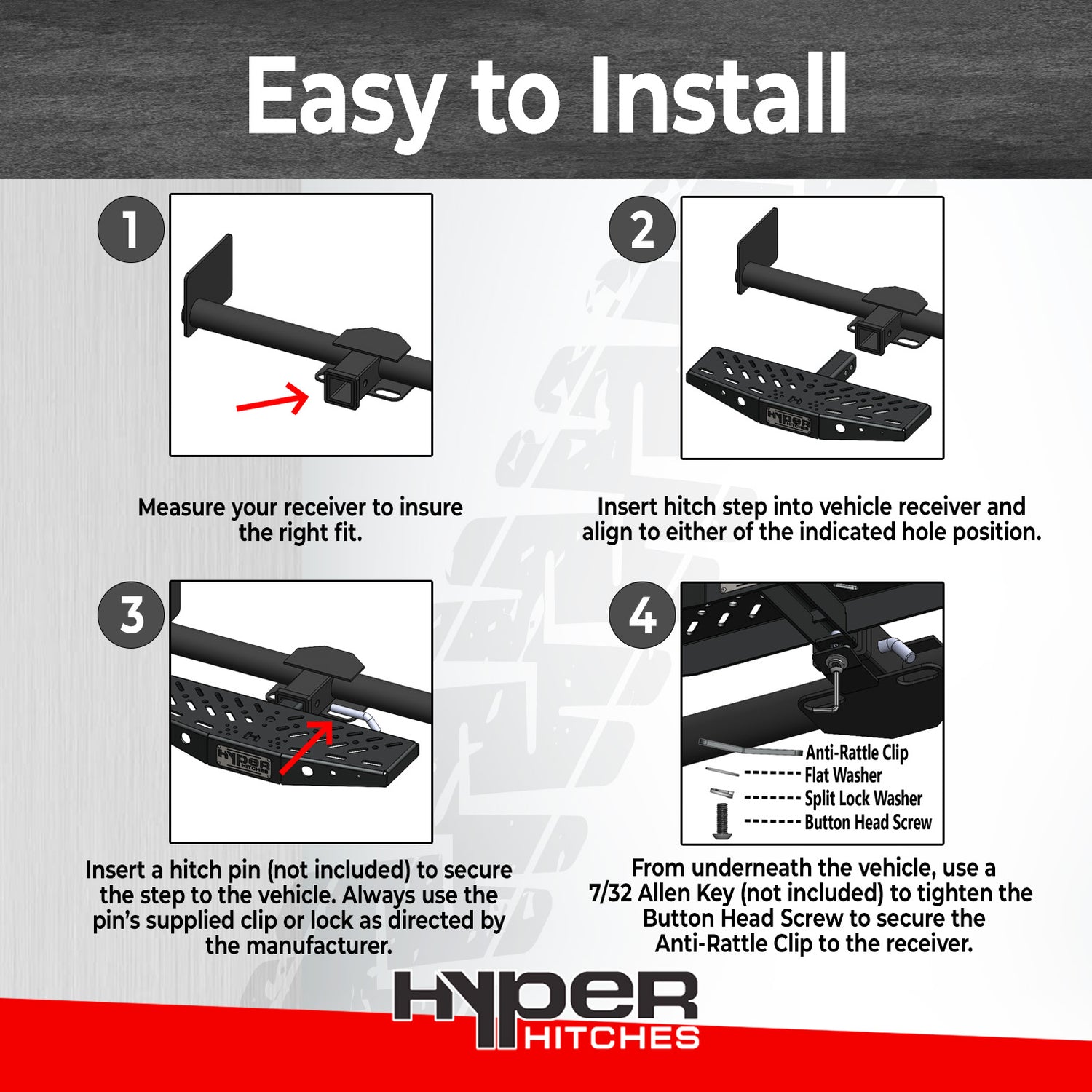 Custom Step Hitch Hitch Step with Integrated Receiver Drop for 2
