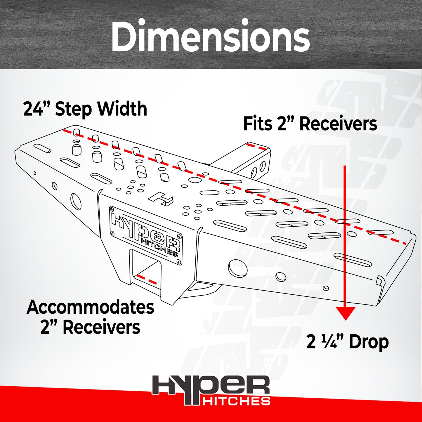 Hitch Step with Integrated Receiver Drop for 2" Hitch/ 24" Step