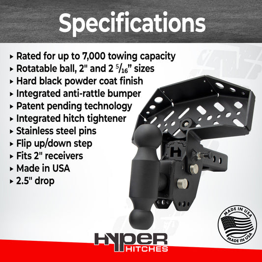 Dual-Ball Hitch Step Combo for 2" Receivers